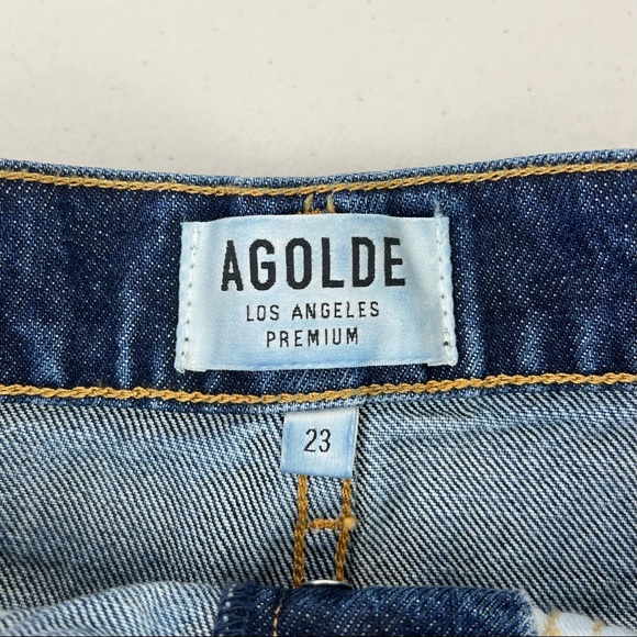 Agolde Jaden High Rise Cut off Shorts Size 23 Distressed Button Fly Heartbreaker - Picture 5 of 7